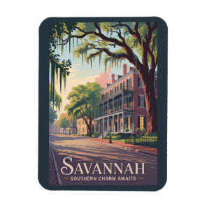 Savannah Georgia Illustration Travel Art Vintage Magnet