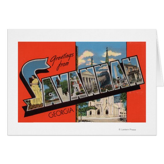 Savannah, Georgia - Large Letter Scenes 2 Cards (Front Horizontal)