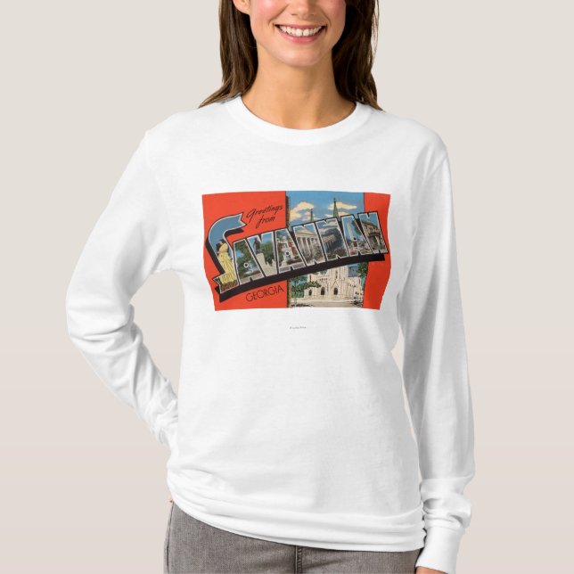 Savannah, Georgia - Large Letter Scenes 2 T-Shirt (Front)
