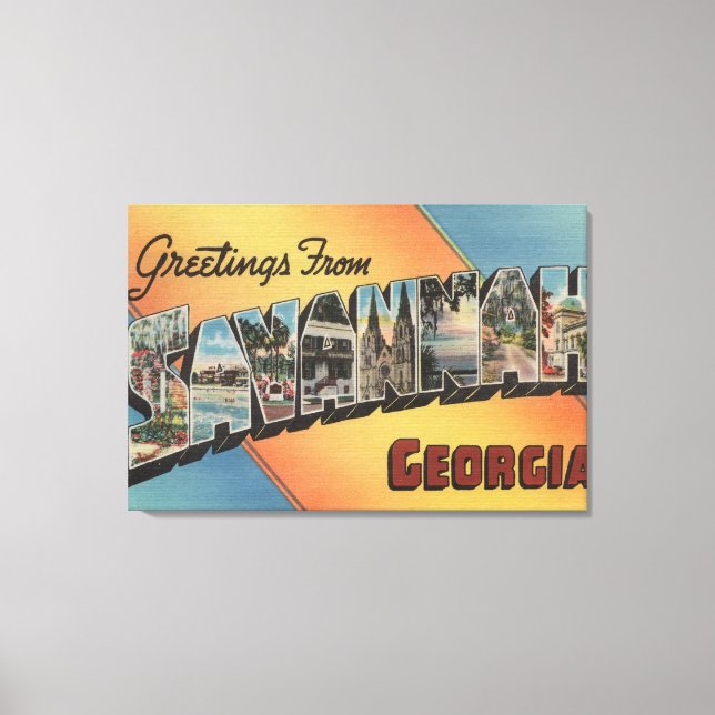 Savannah, Georgia - Large Letter Scenes Canvas Print (Front)