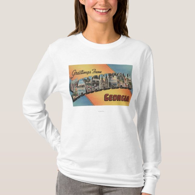Savannah, Georgia - Large Letter Scenes T-Shirt (Front)