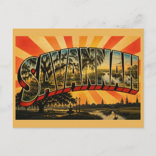 Savannah Georgia Live Oak Moss Marshes Art Postcard
