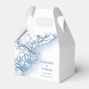 Savannah Georgia Map Elegant Blue Wedding Favor Boxes