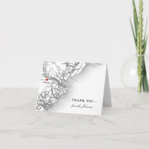 Savannah Georgia Map Wedding Personalized Thank You Card