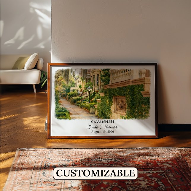 Savannah Georgia Poster, Watercolor, Custom Poster (Creator Uploaded)