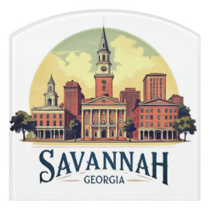 Savannah Georgia Skyline Door Sign
