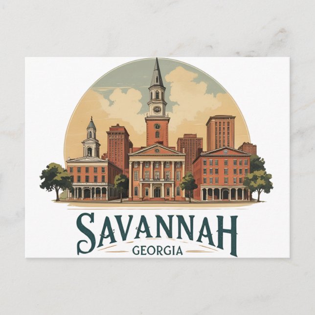 Savannah Georgia Skyline   Postcard (Front)