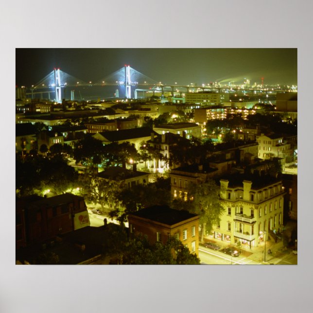 Savannah Georgia Skyline Poster (Front)