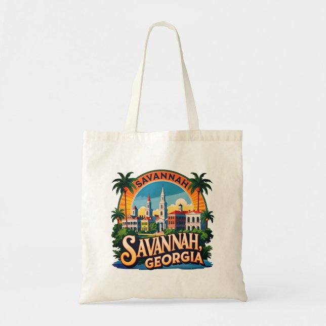 Savannah Georgia Skyline   Tote Bag (Front)