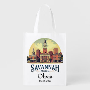 Savannah Georgia Skyline weeding favor Grocery Bag