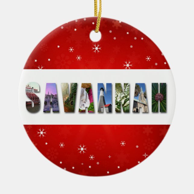 Savannah Georgia Travel Photos Christmas Ceramic Ornament (Front)