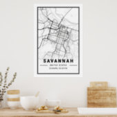 Savannah Georgia USA Travel City Map Poster (Kitchen)