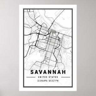 Savannah Georgia USA Travel City Map Poster