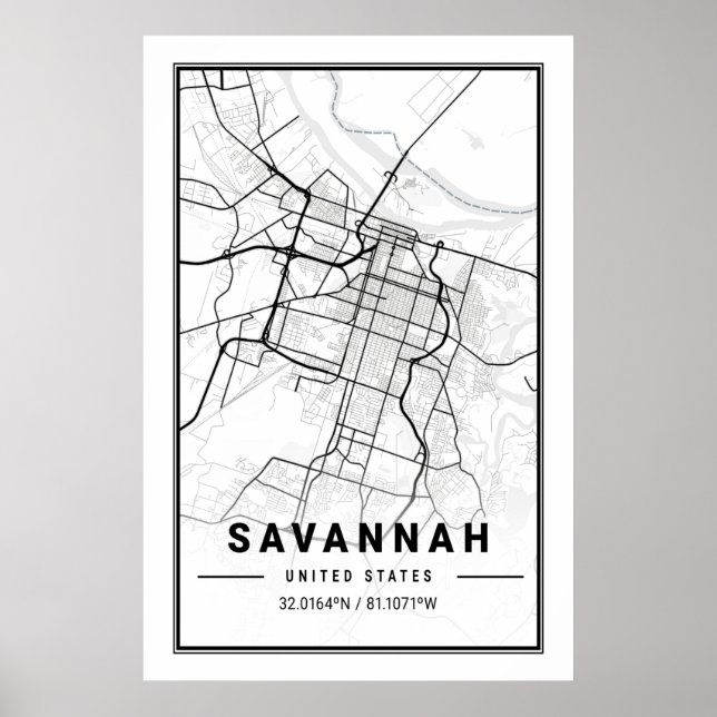 Savannah Georgia USA Travel City Map Poster (Front)