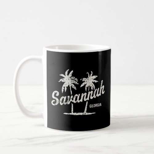 Savannah Georgia Vintage 70s Palm Trees Graphic  Coffee Mug