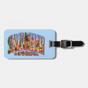 Savannah Georgia Vintage Postcard Luggage Tag