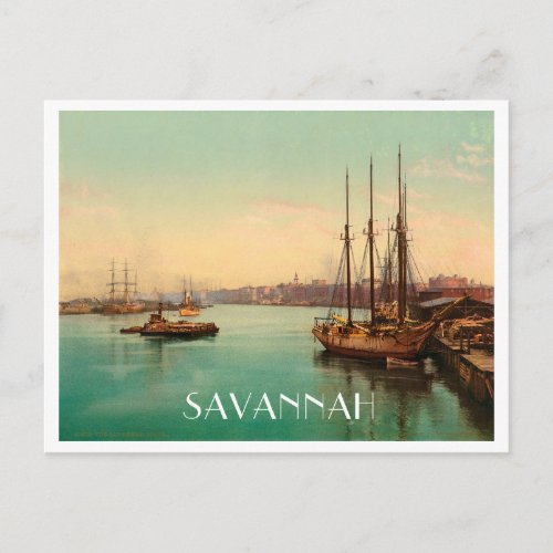 Savannah Georgia Vintage River Scene Postcard