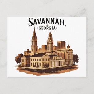 Savannah Georgia vintage Skyline Postcard
