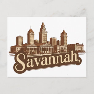Savannah Georgia vintage Skyline Postcard