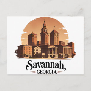 Savannah Georgia vintage Skyline Postcard