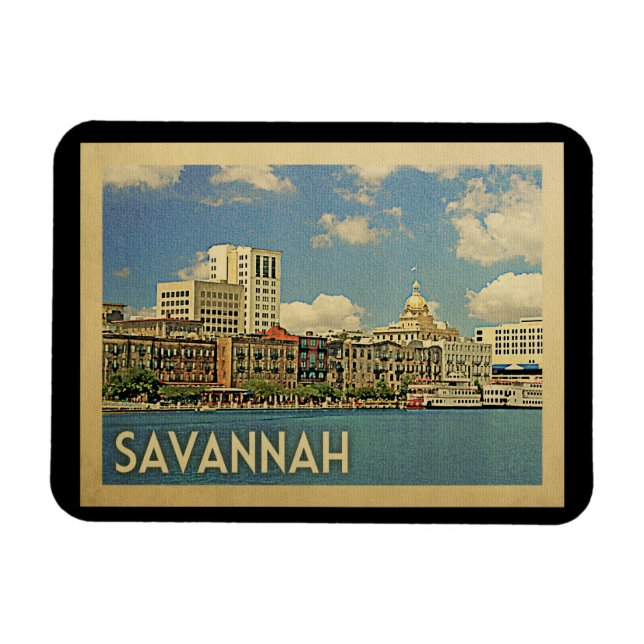 Savannah Georgia Vintage Travel Magnet (Horizontal)