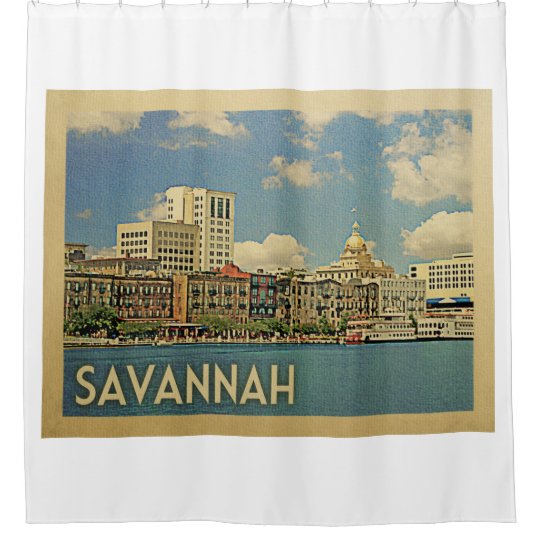 Savannah Georgia Vintage Travel Shower Curtain Zazzle Com Savannah Georgia Vintage Travel Shower Curtain