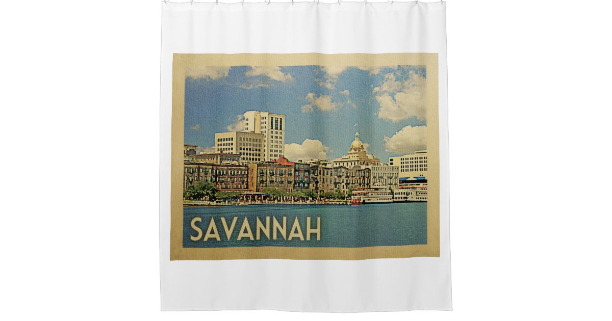 Savannah Georgia Vintage Travel Shower Curtain Zazzle Com