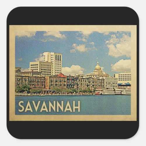 Savannah Georgia Vintage Travel Square Sticker