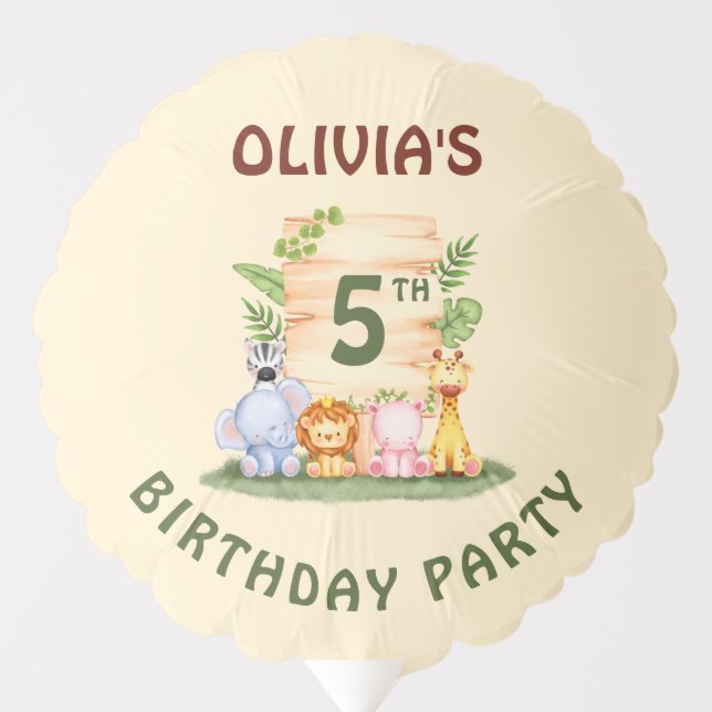 Savannah giraffe lion hippo zebra elephant  balloon (Front)