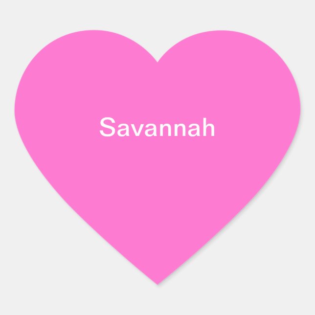 Savannah Kids Name Sticker Personalized Pink White (Front)