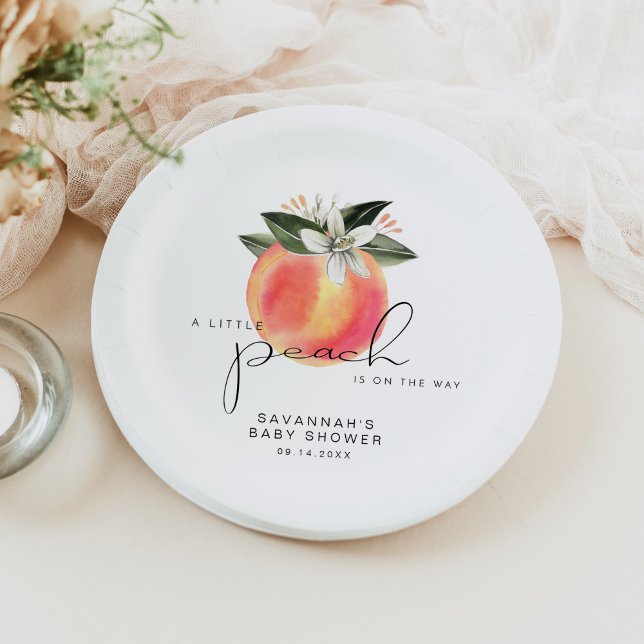 SAVANNAH Little Peach Baby Shower Paper Plates (Creator Uploaded)