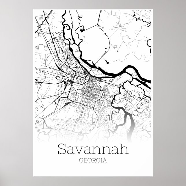 Savannah Map - Georgia - City Map Poster (Front)