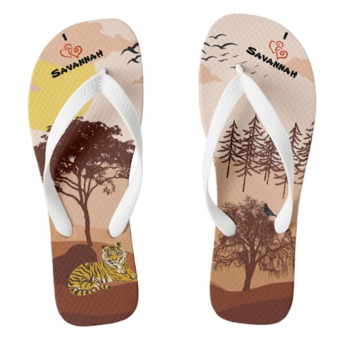 Savannah Nature Landscape Sunset Art Flip Flops