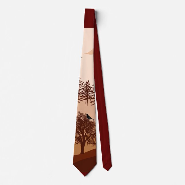 Savannah Nature Landscape Sunset Art Neck Tie (Front)