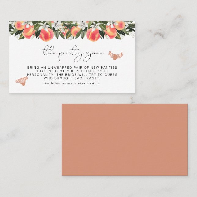 SAVANNAH Peach Bachelorette Panty Game Ticket (Front/Back)