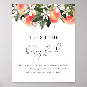SAVANNAH Peach Guess the Baby Food Baby Shower  Poster