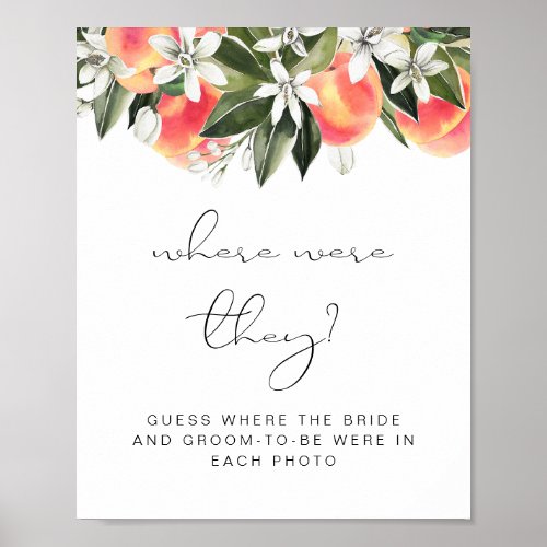 SAVANNAH Peach Guess Where Were They Bridal Shower Poster