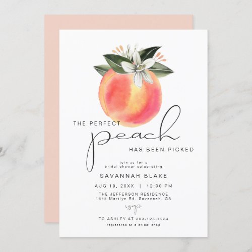 SAVANNAH Perfect Peach Picked Bridal Shower Invitation