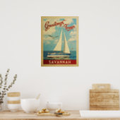 Savannah Poster Sailboat Vintage Travel Georgia (Kitchen)