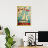 Savannah Poster Sailboat Vintage Travel Georgia (Home Office)