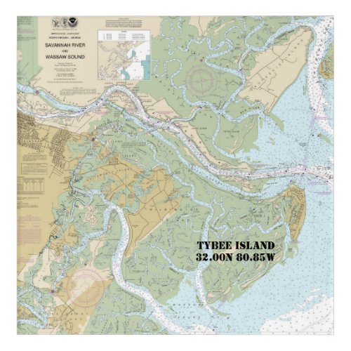 Savannah River and Wassaw Sound _ Nautical Chart Acrylic Print