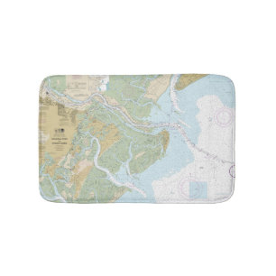 Savannah River and Wassaw Sound Nautical Chart Bath Mat