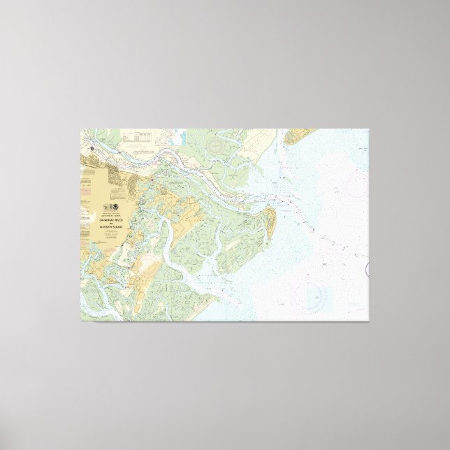 Savannah River and Wassaw Sound Nautical Chart Canvas Print (Front)