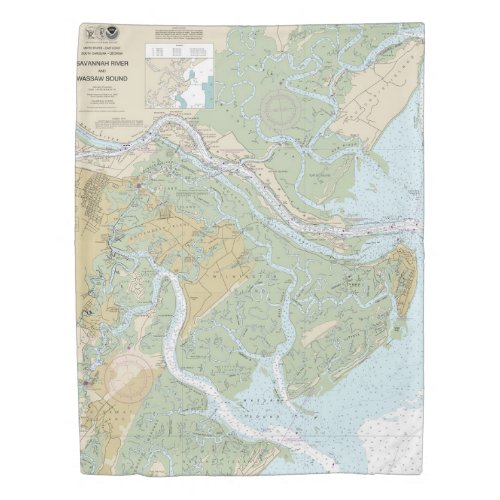 Savannah River and Wassaw Sound _ Nautical Chart Duvet Cover