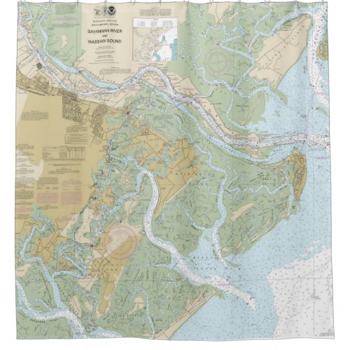 Savannah River and Wassaw Sound _ Nautical Chart Shower Curtain