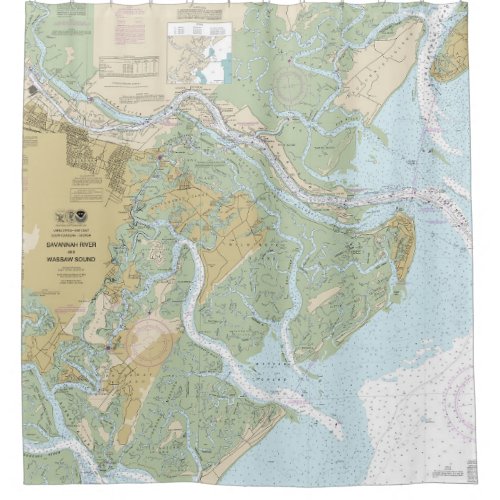 Savannah River and Wassaw Sound Nautical Chart Shower Curtain