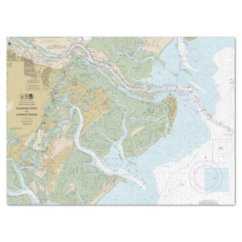 Savannah River and Wassaw Sound Nautical Chart Tissue Paper