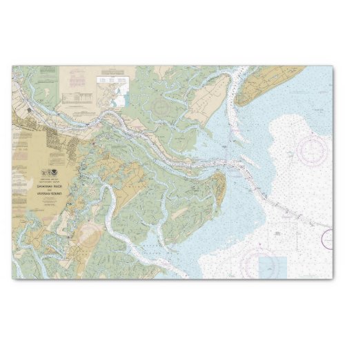 Savannah River and Wassaw Sound Nautical Chart Tissue Paper