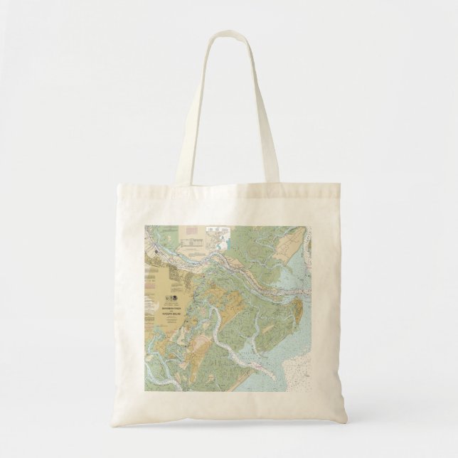 Savannah River and Wassaw Sound Nautical Chart Tote Bag (Front)