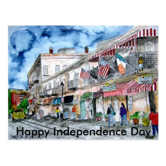 savannah_river_street_painting, Happy Independe... Postcard